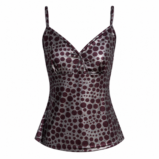 Brown Metallic Polka Dot Cami Top – Size S-M