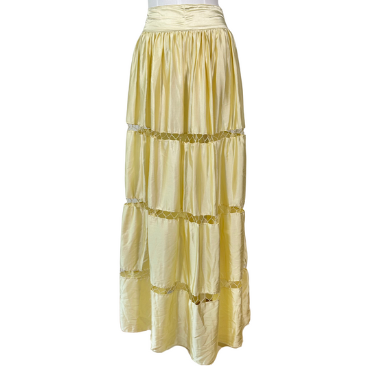 Yellow Cutout Silk Maxi Skirt