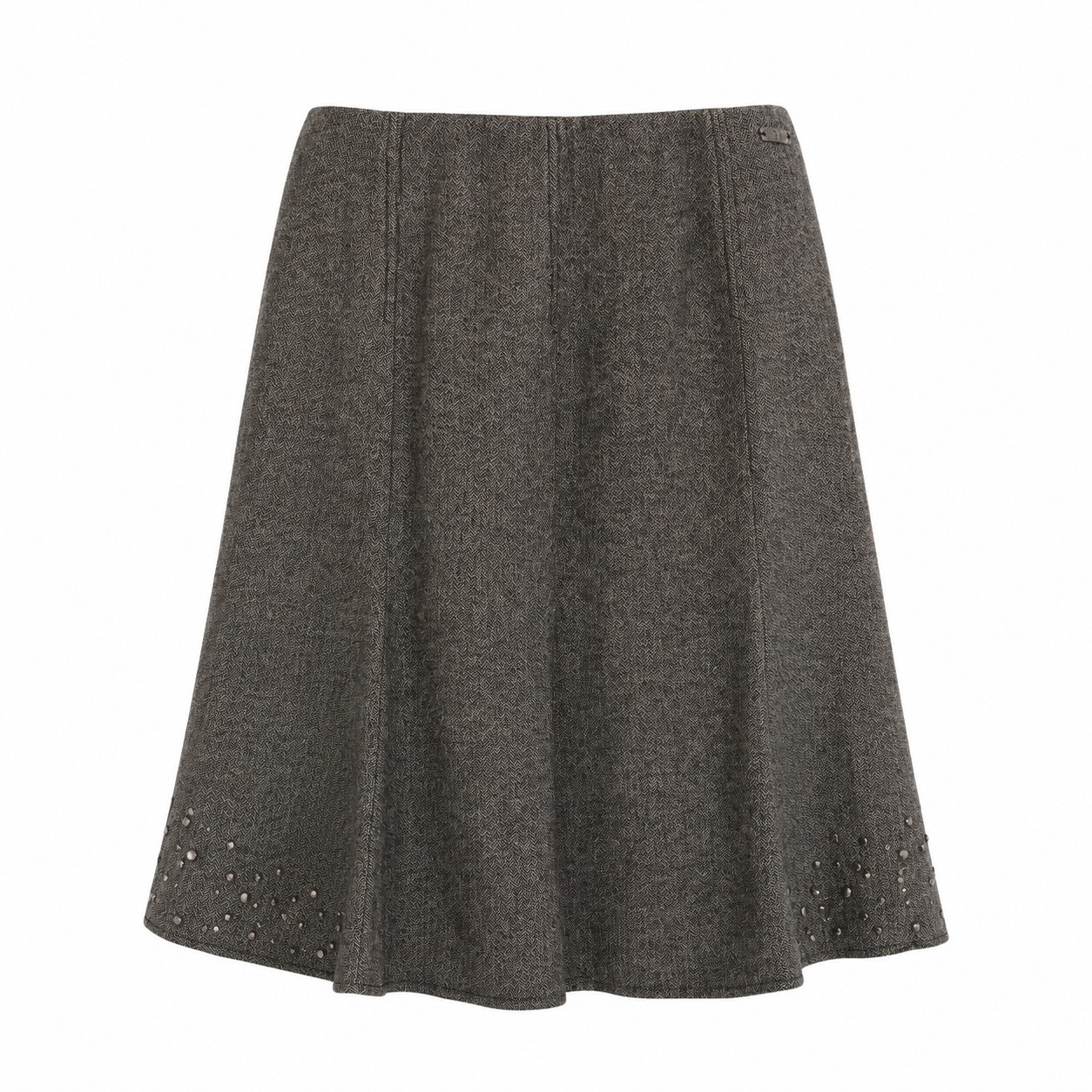 Grey Stud Detail Midi Skirt