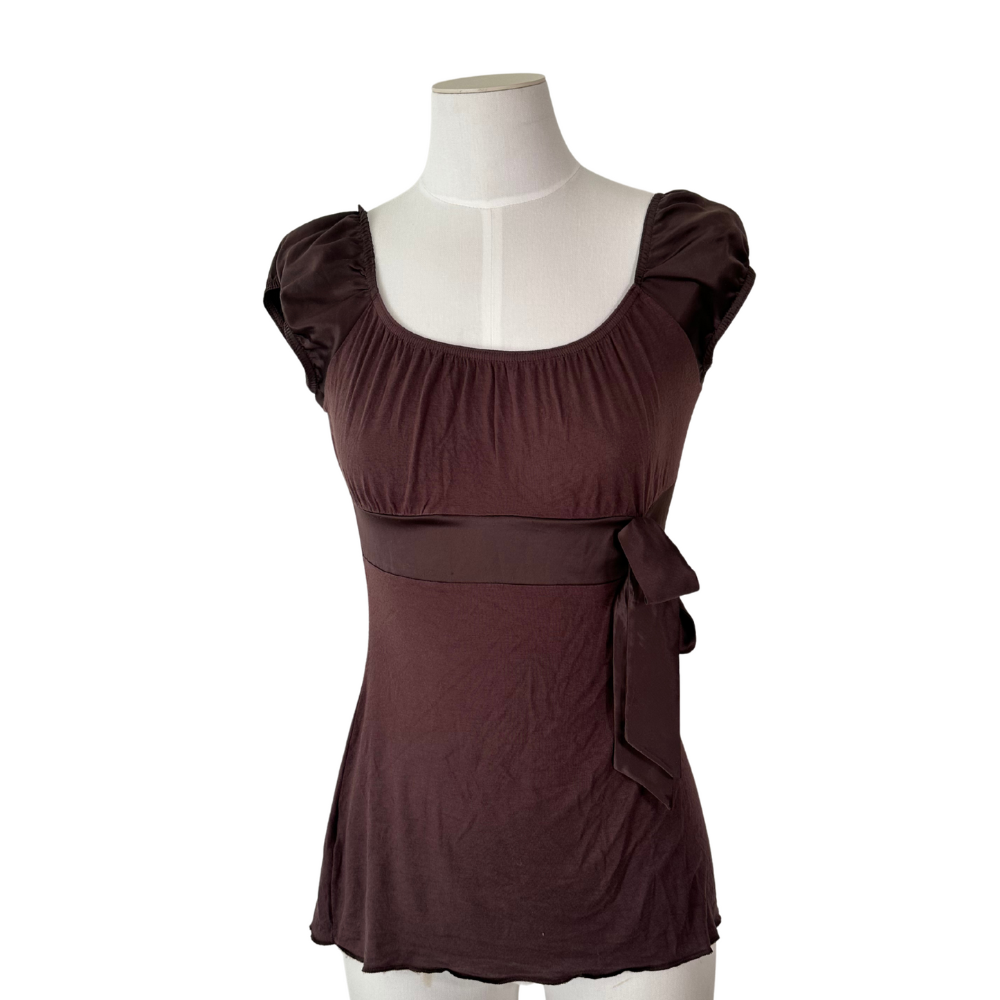 Brown Baby Doll Silk Top