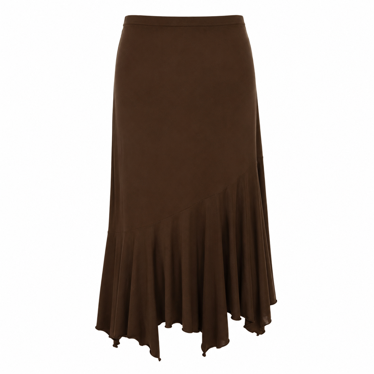 Brown Asymmetrical Maxi Skirt