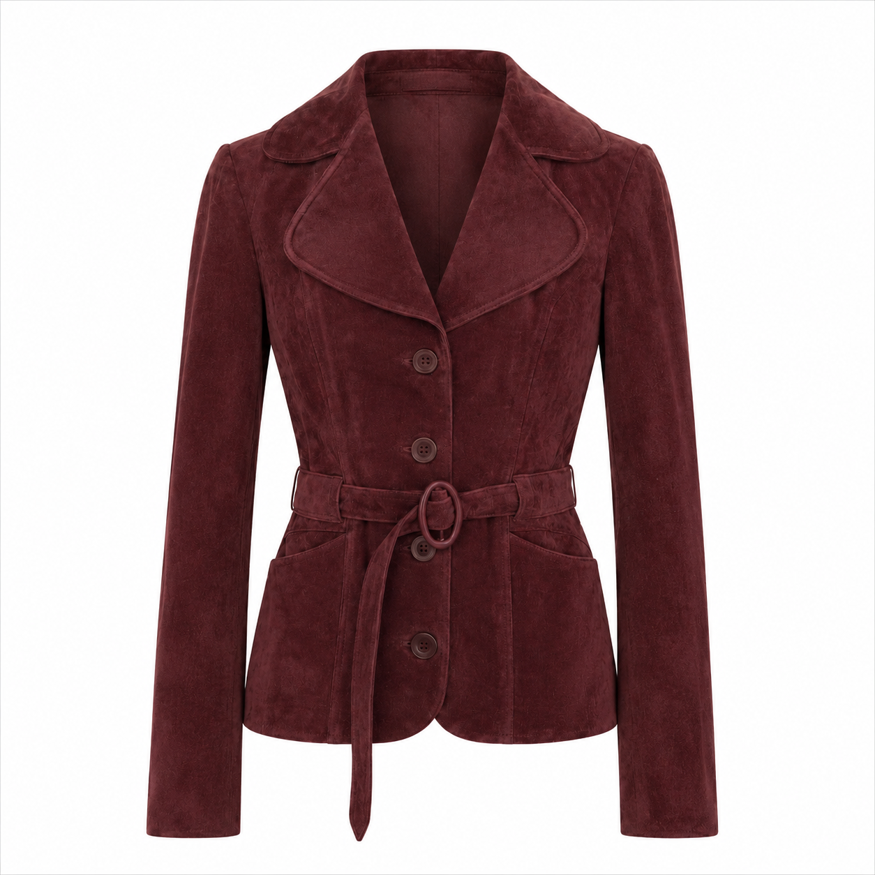 Burgundy Suede Buckle Jacket