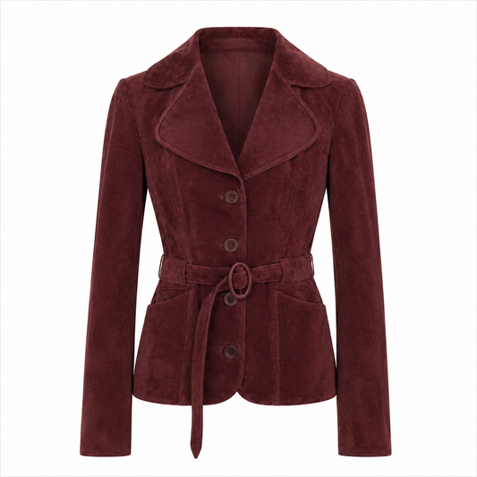 Burgundy Suede Buckle Jacket
