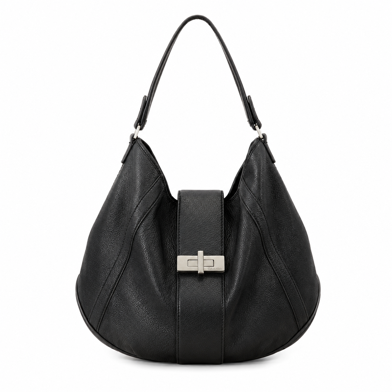 Calvin Klein Black Leather Hobo Shoulder Bag