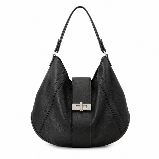 Calvin Klein Black Leather Hobo Shoulder Bag