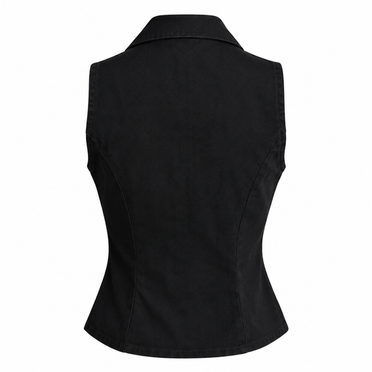 90s Black Tailored Vest Top – Size 2