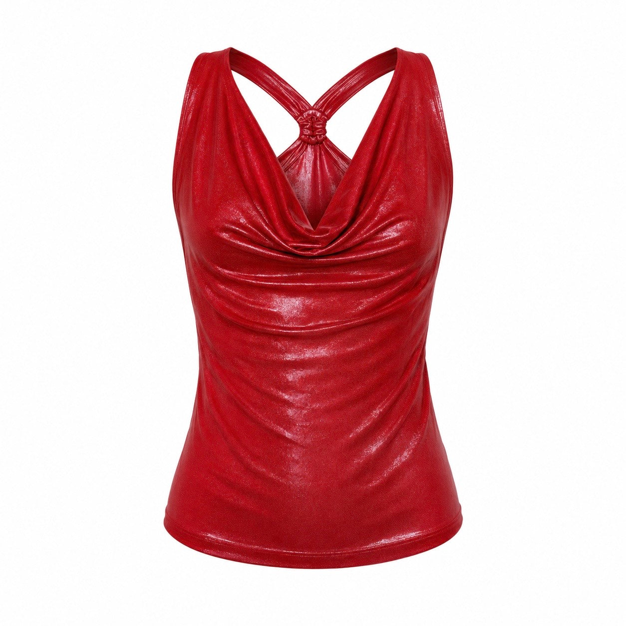 Red Glitter Racer Top