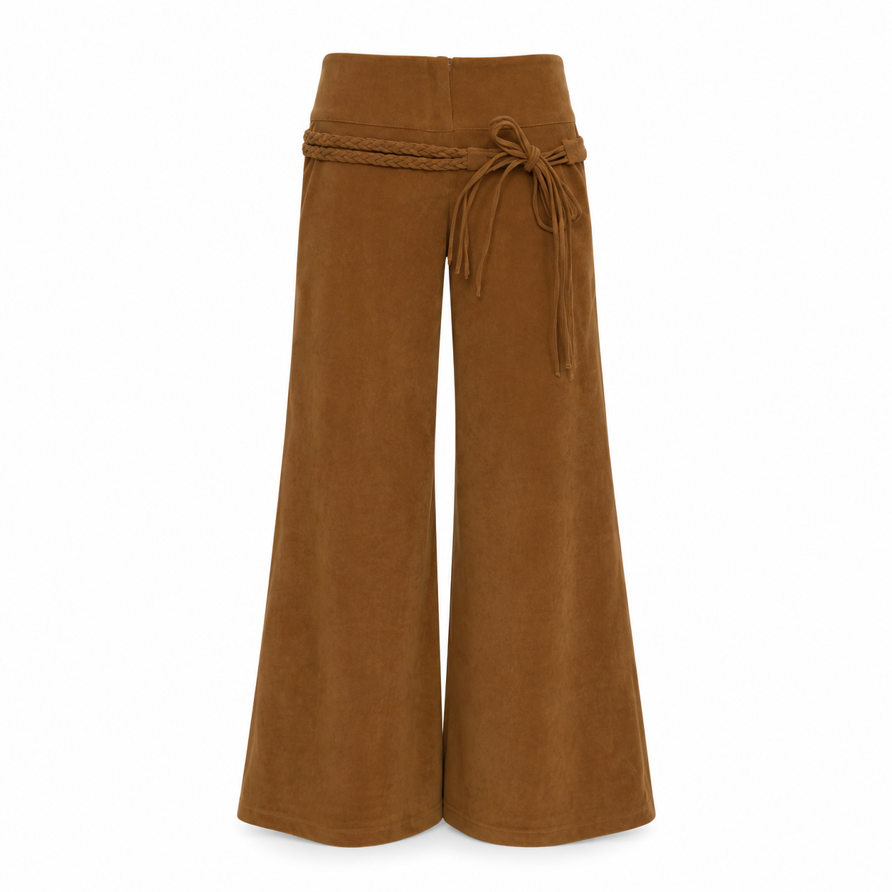Camel Wide Leg Trousers with Tie Belt EU 36