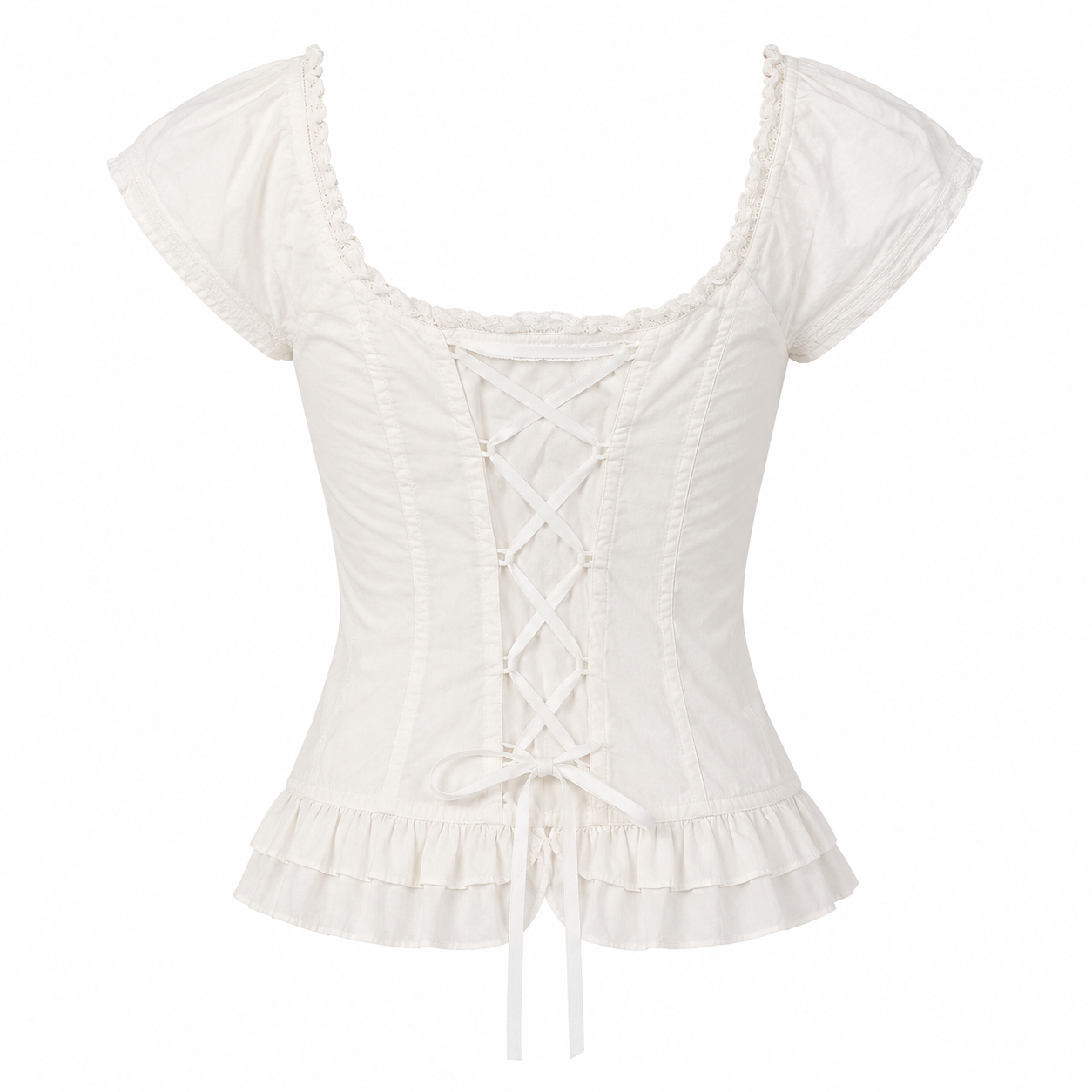 GUESS Jeans White Corset Milkmaid Top