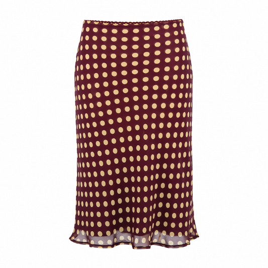 Purple Polka Dot Midi Skirt