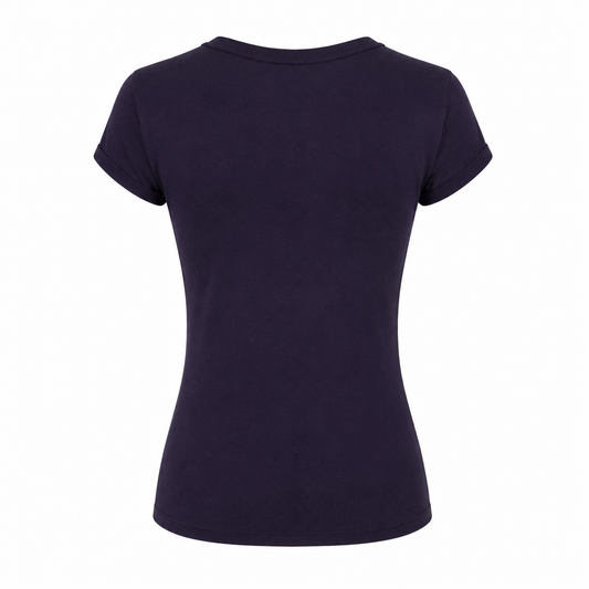 Purple Cavalli Logo T-Shirt Rhinestone Cotton Top Size M