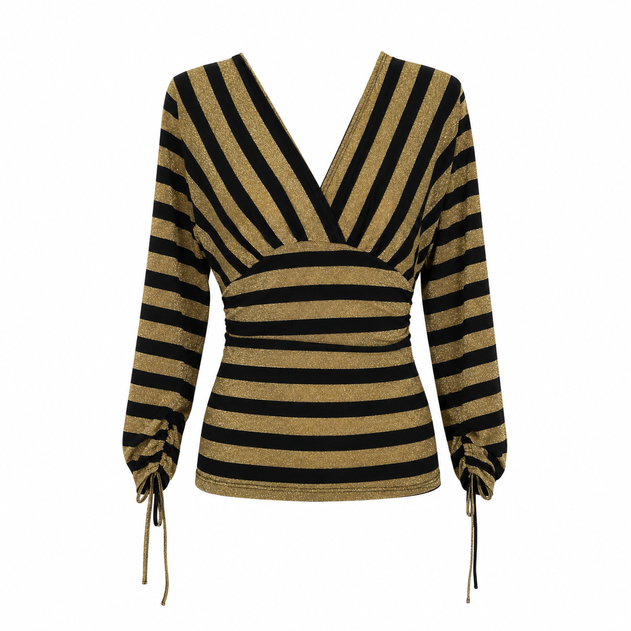 Interphore Gold Lurex Stripe V-Neck Top
