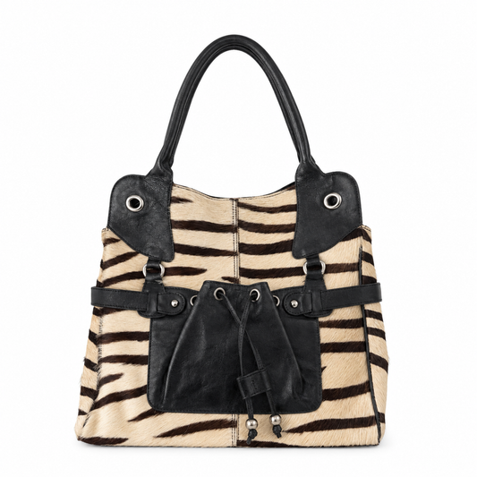 Zebra Print Faux Fur Tote Bag