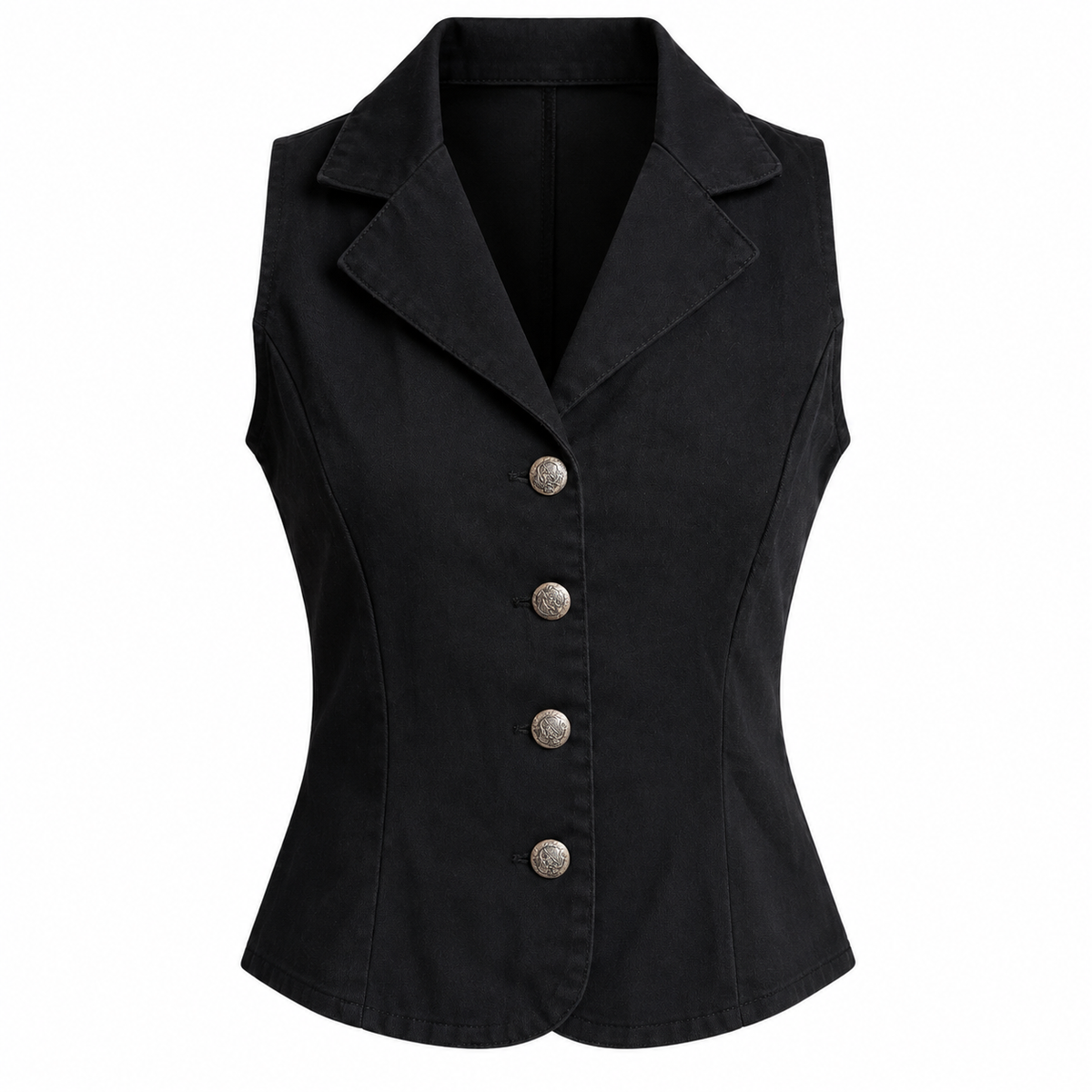 90s Black Tailored Vest Top – Size 2