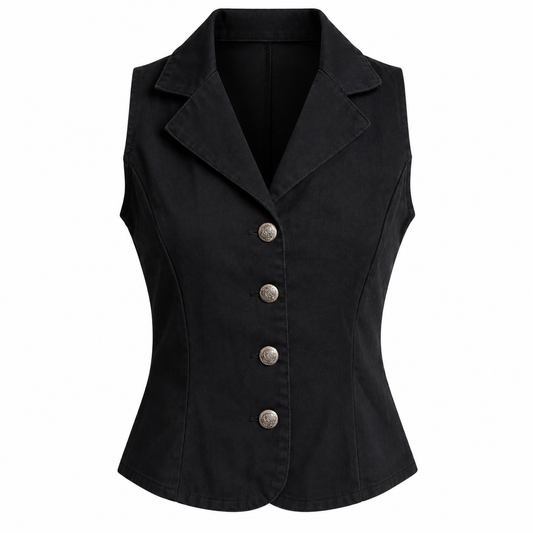90s Black Tailored Vest Top – Size 2