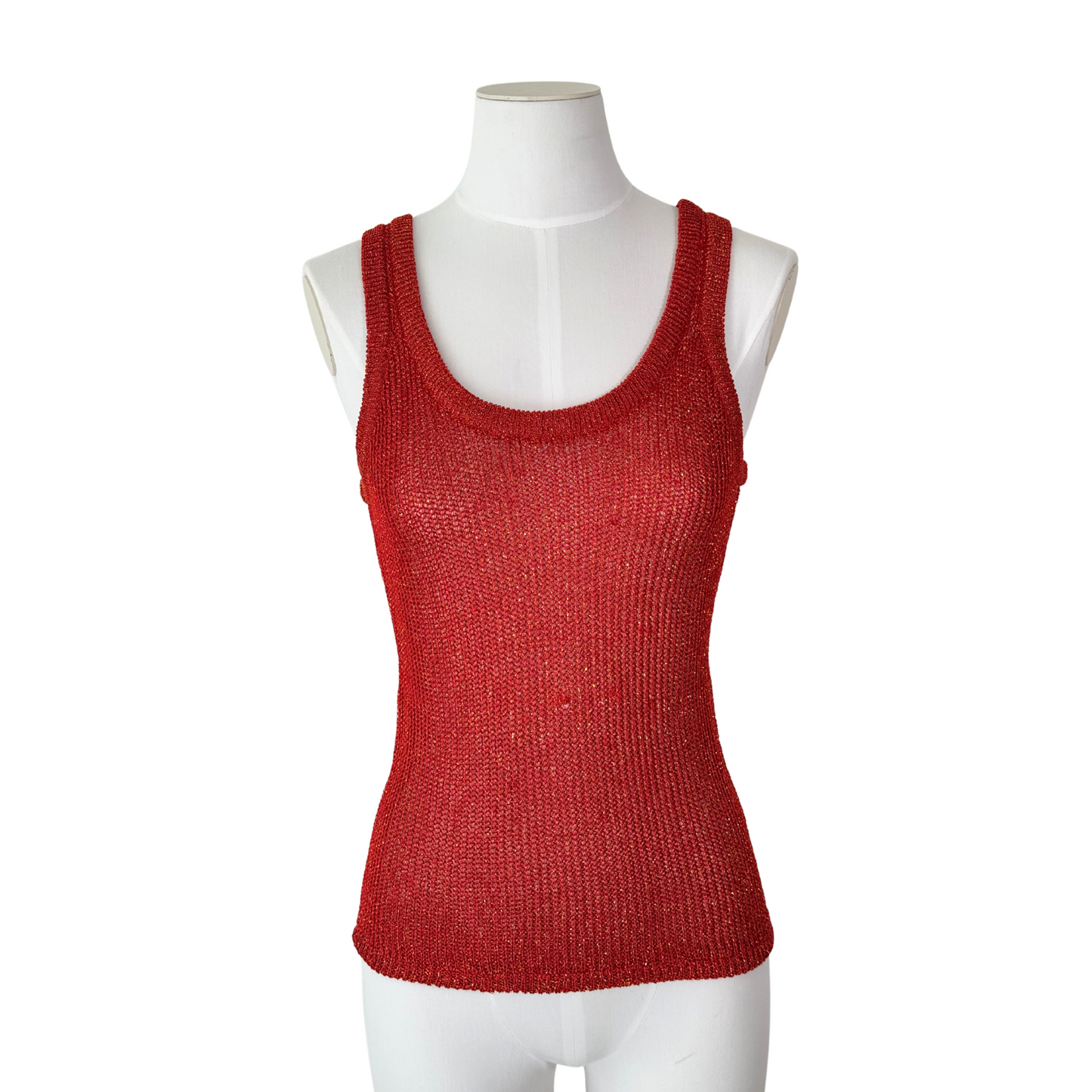 Orange Shimmer Knit Tank