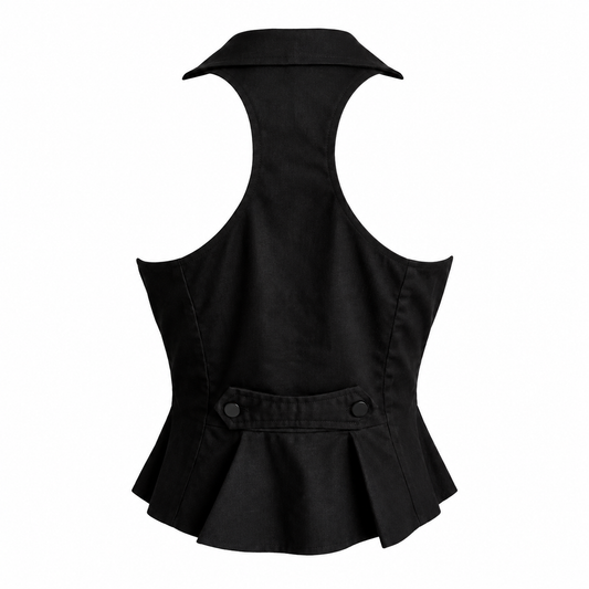 Black Fitted Button-Up Waistcoat – Size S