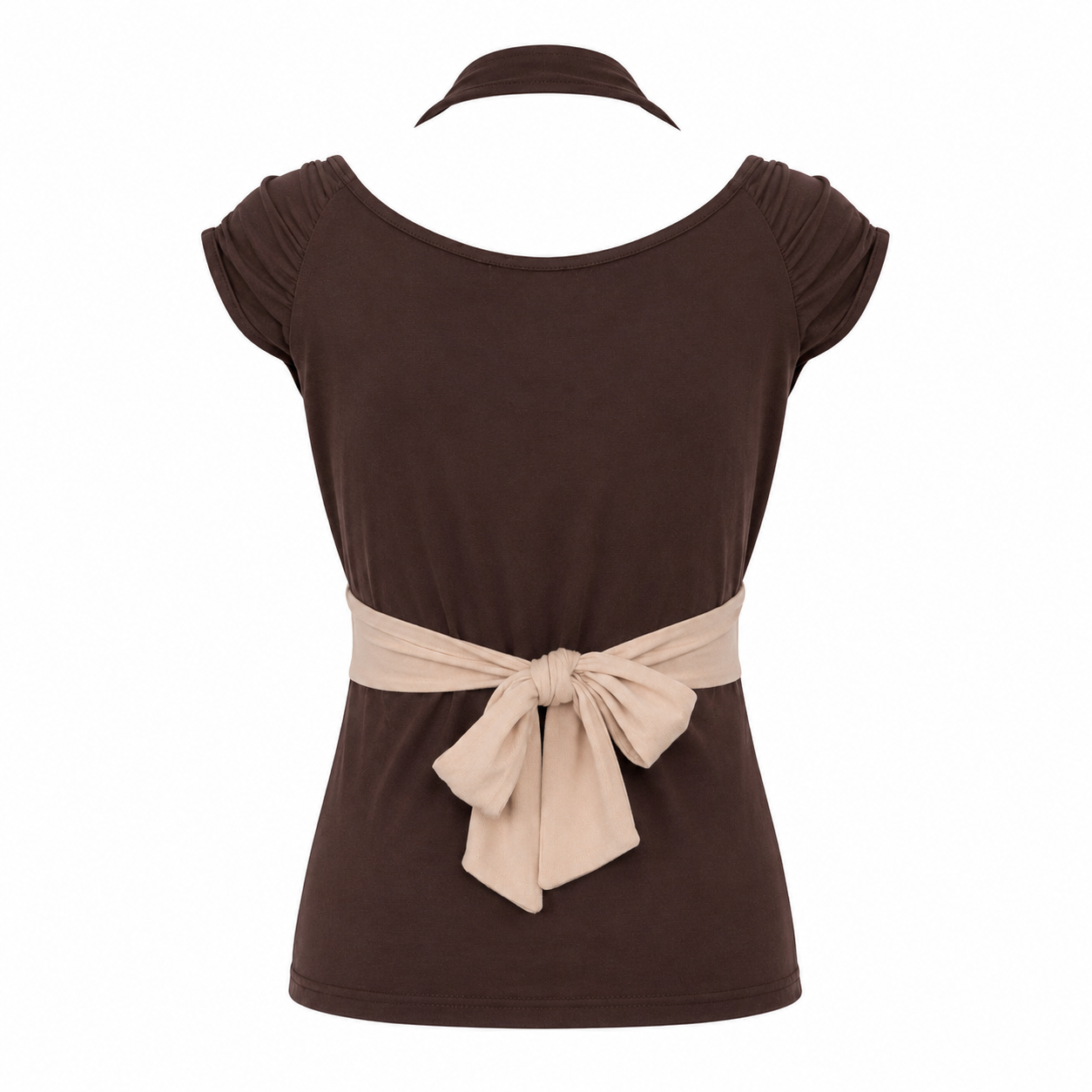 Brown Layered Halter Tshirt