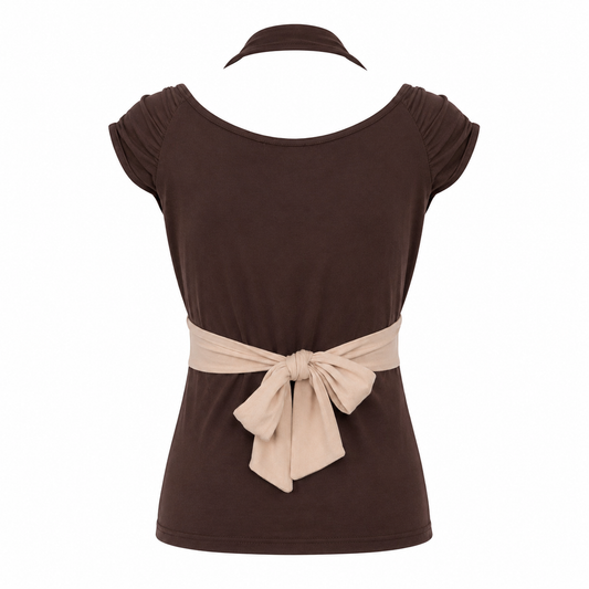 Brown Layered Halter Tshirt