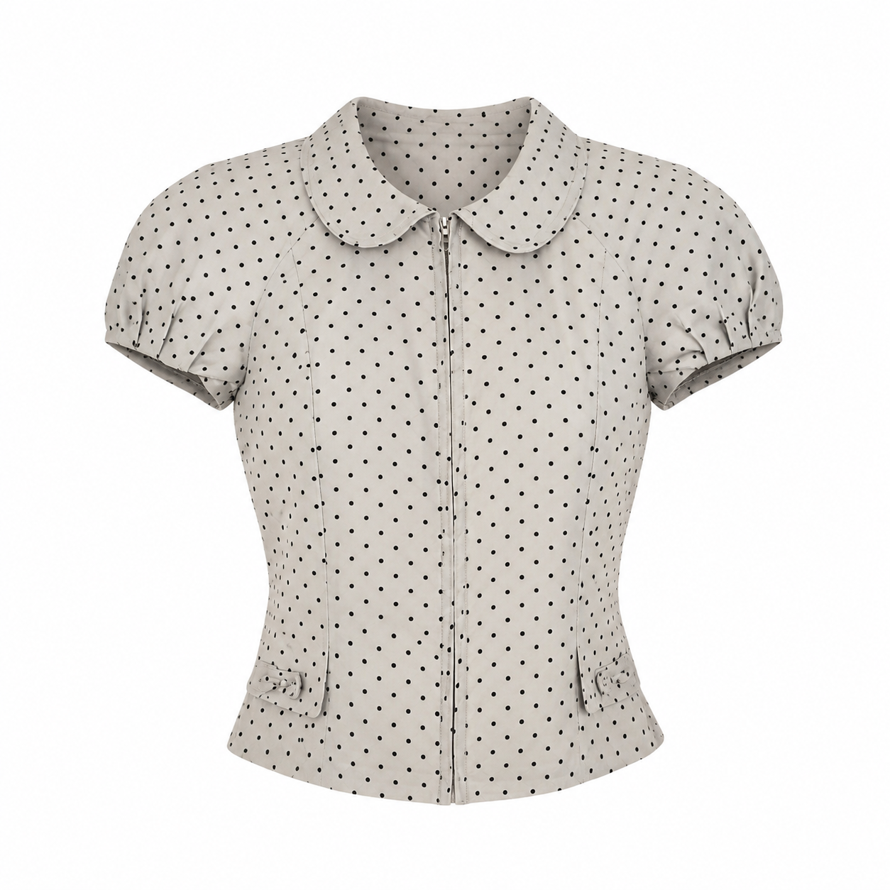 Polka Dot Zipper Blouse
