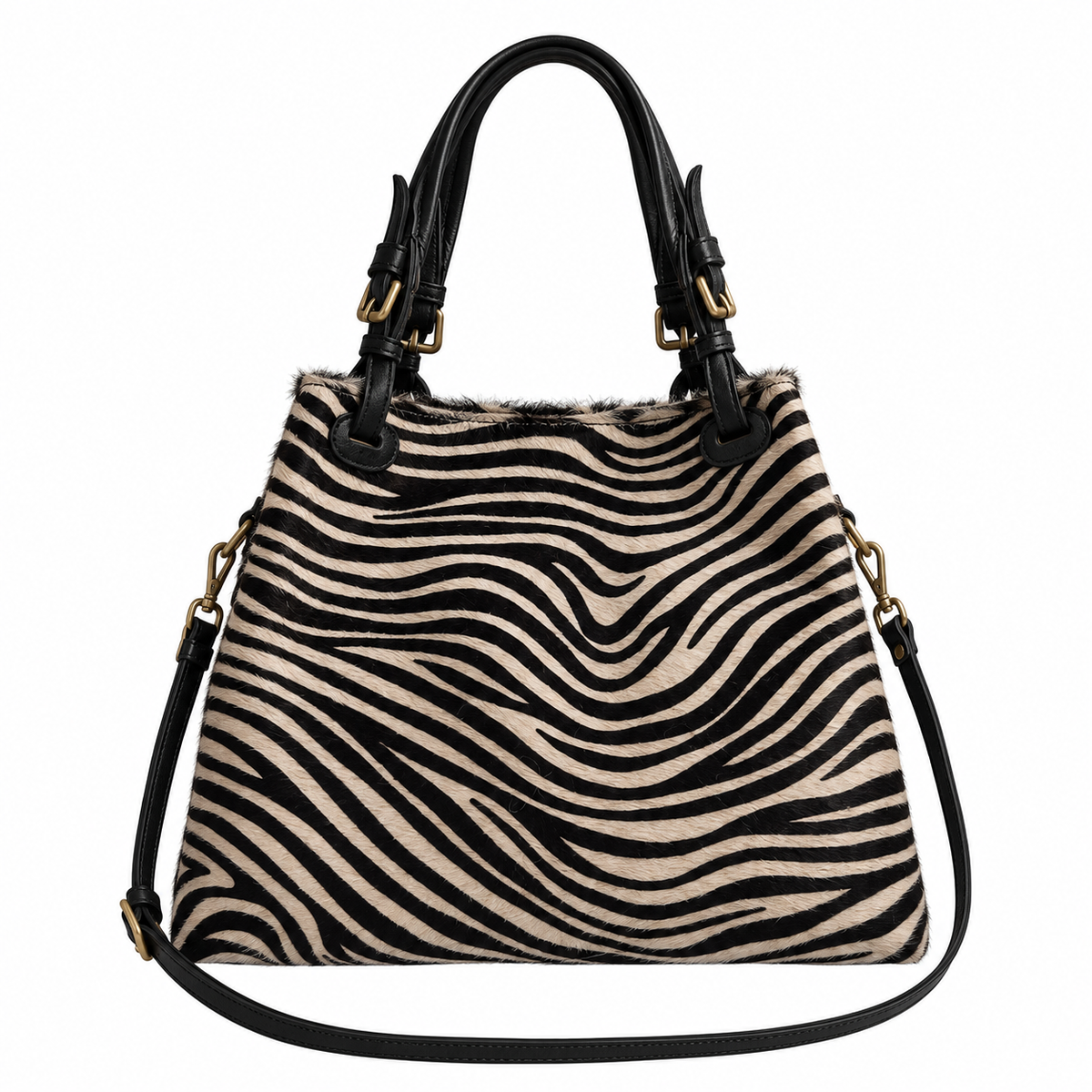 Borse in Pelle Genuine Leather Zebra Print Shoulder Bag