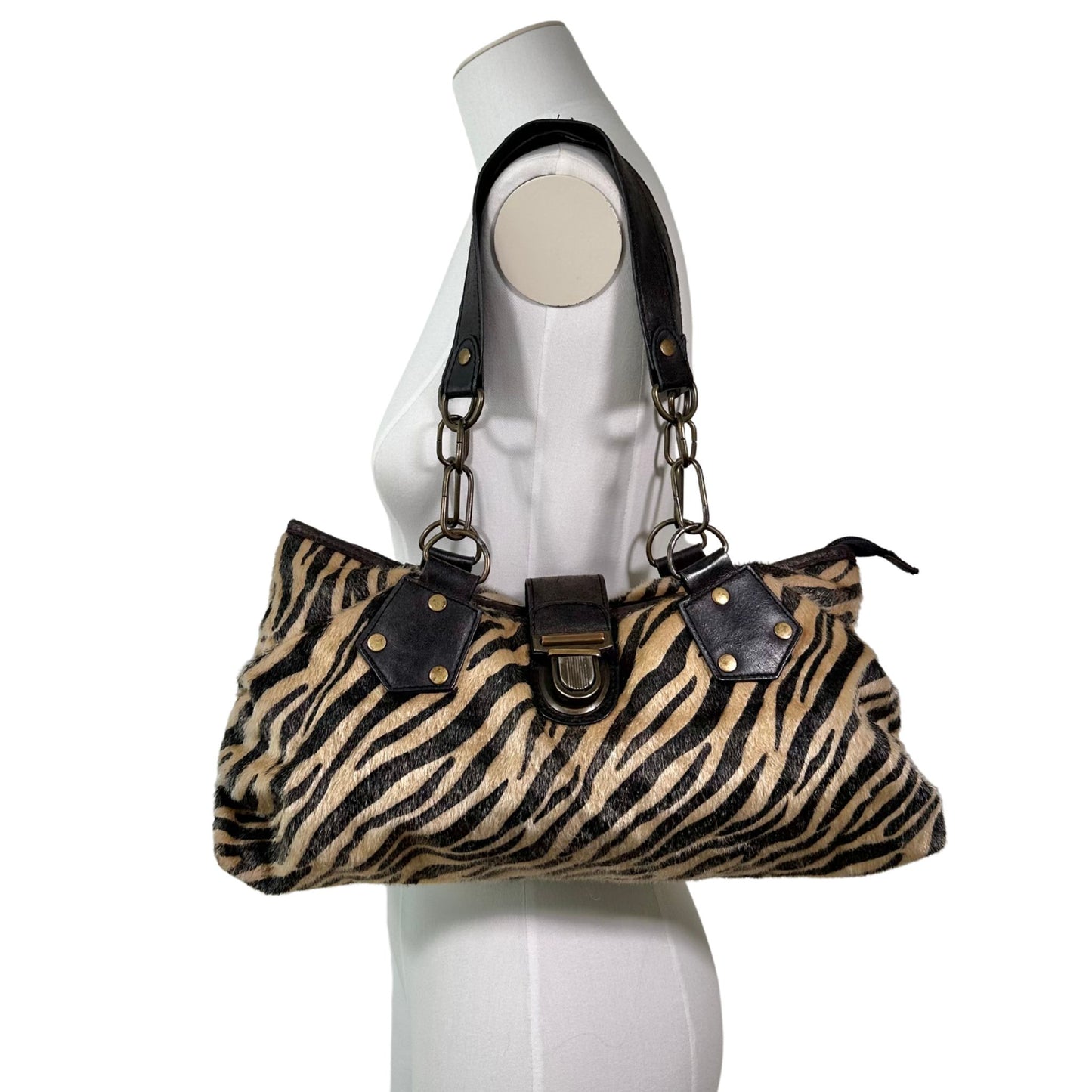 Zebra Pony Hair Shoulder Bag