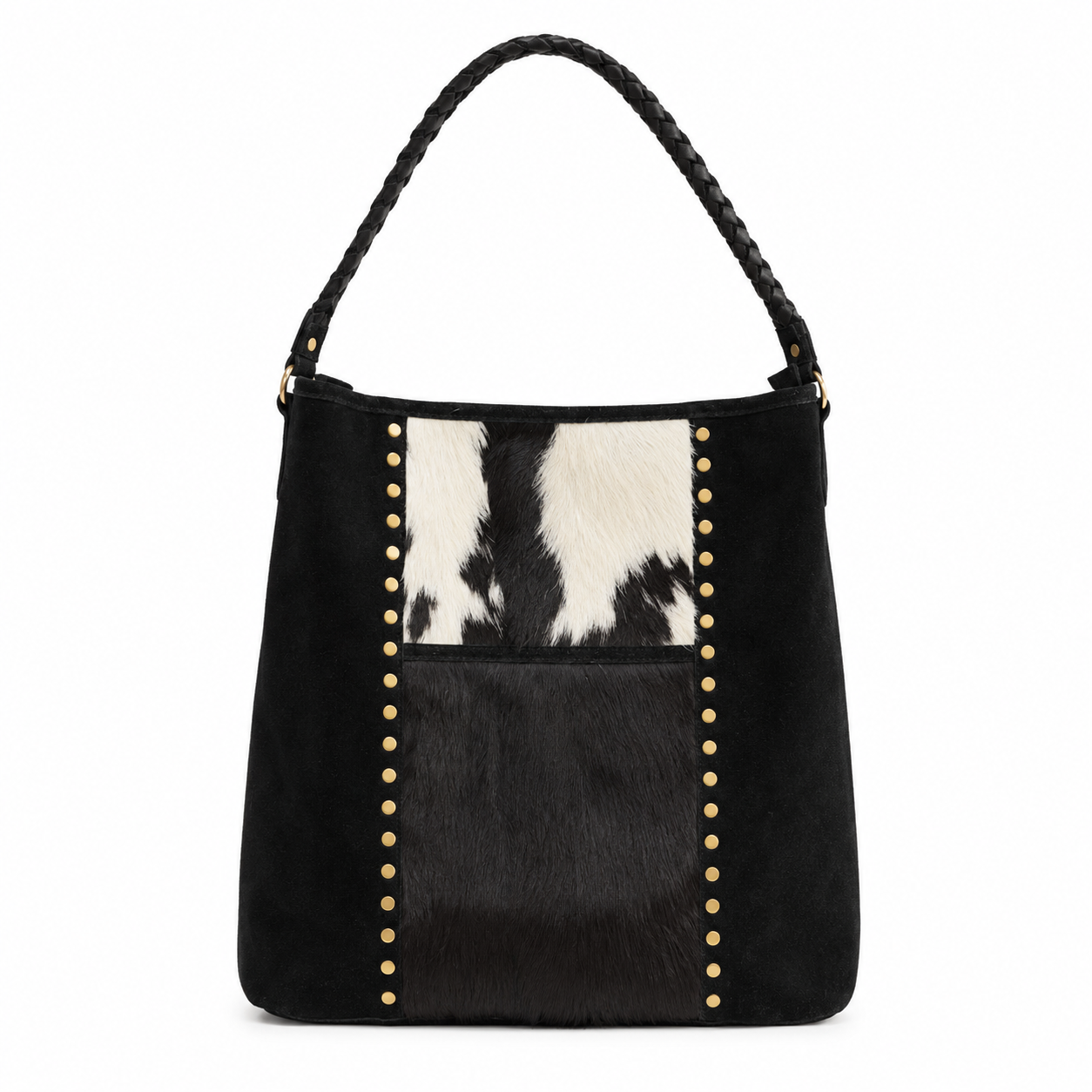 Studded Cow Hide Bucket Bag