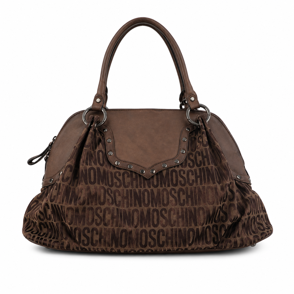 Moschino Brown Monogram Large Shoulder Bag