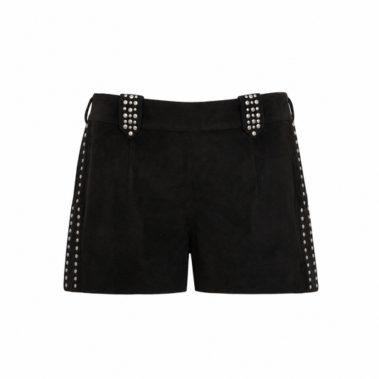 Studded Suede Mini Shorts