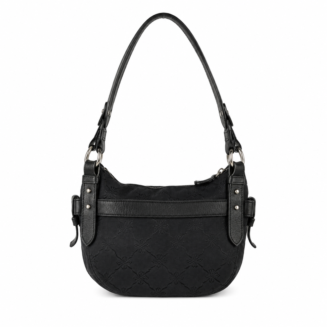 Black Jacquard Tassel Shoulder Bag Small Handbag