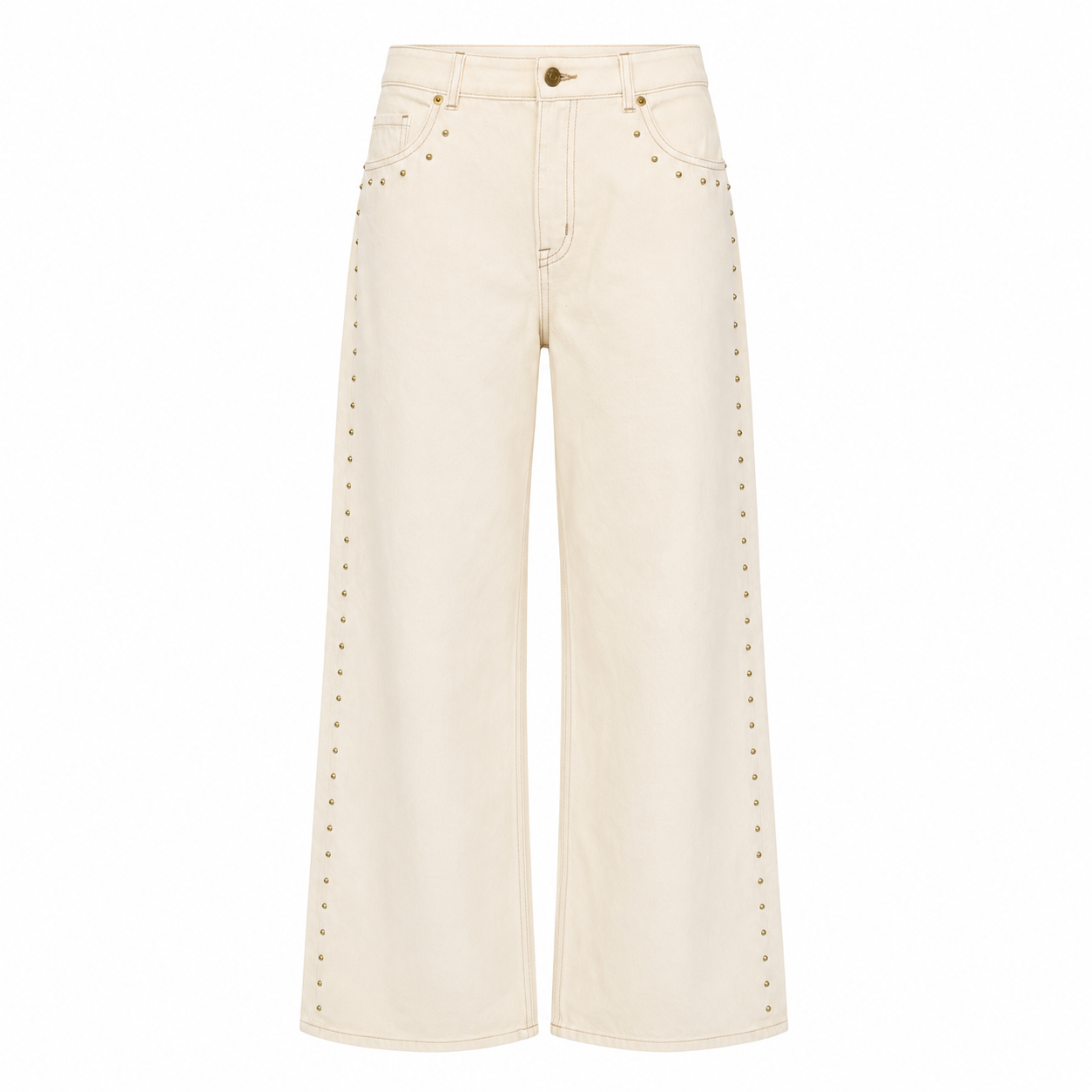 White Studded Wide Leg Jeans EU 38