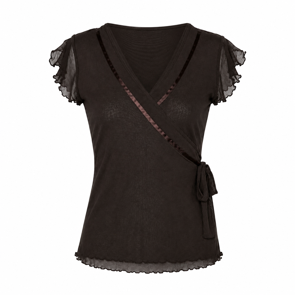 Brown Scallop Detail Top