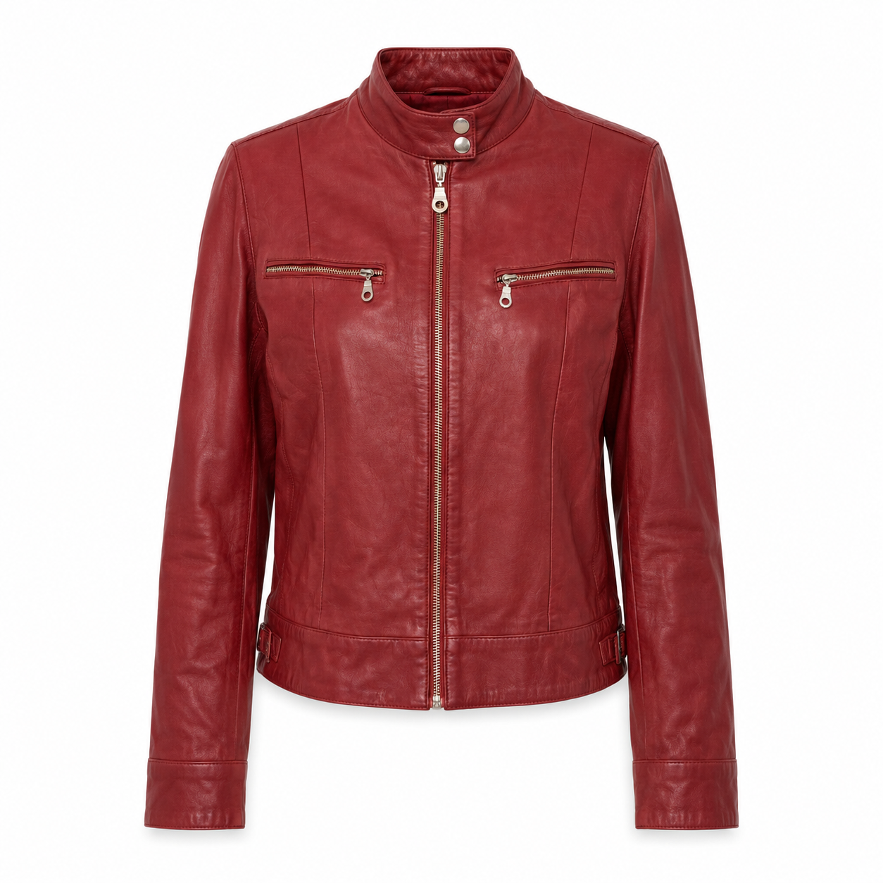 Red Leather Biker Jacket