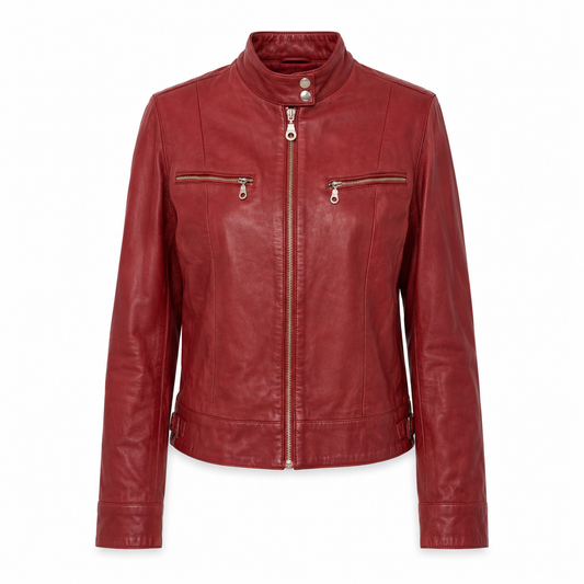 Red Leather Biker Jacket