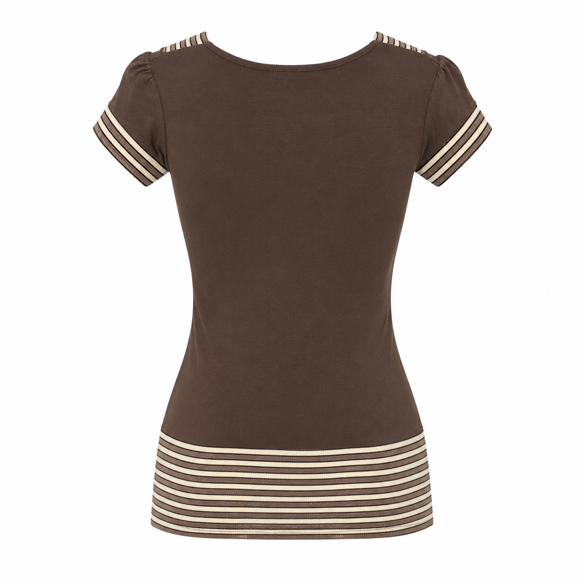 Made in Italy Brown Stripe V-Neck Top