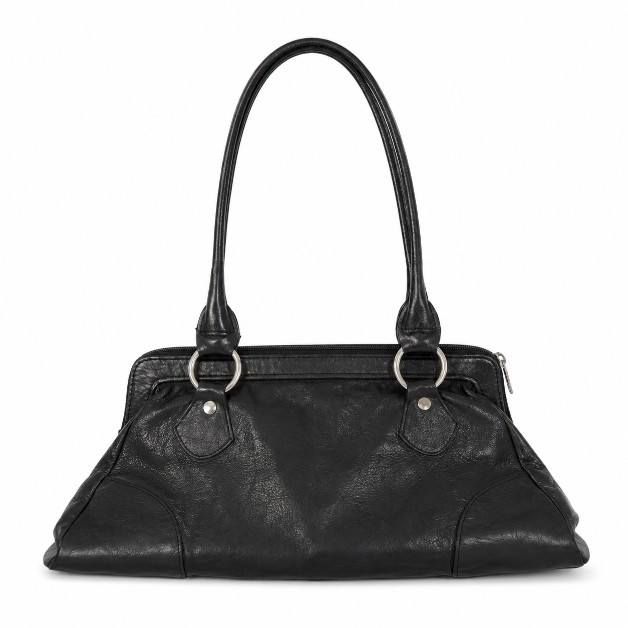 Paters Black Embossed Leather Shoulder Bag