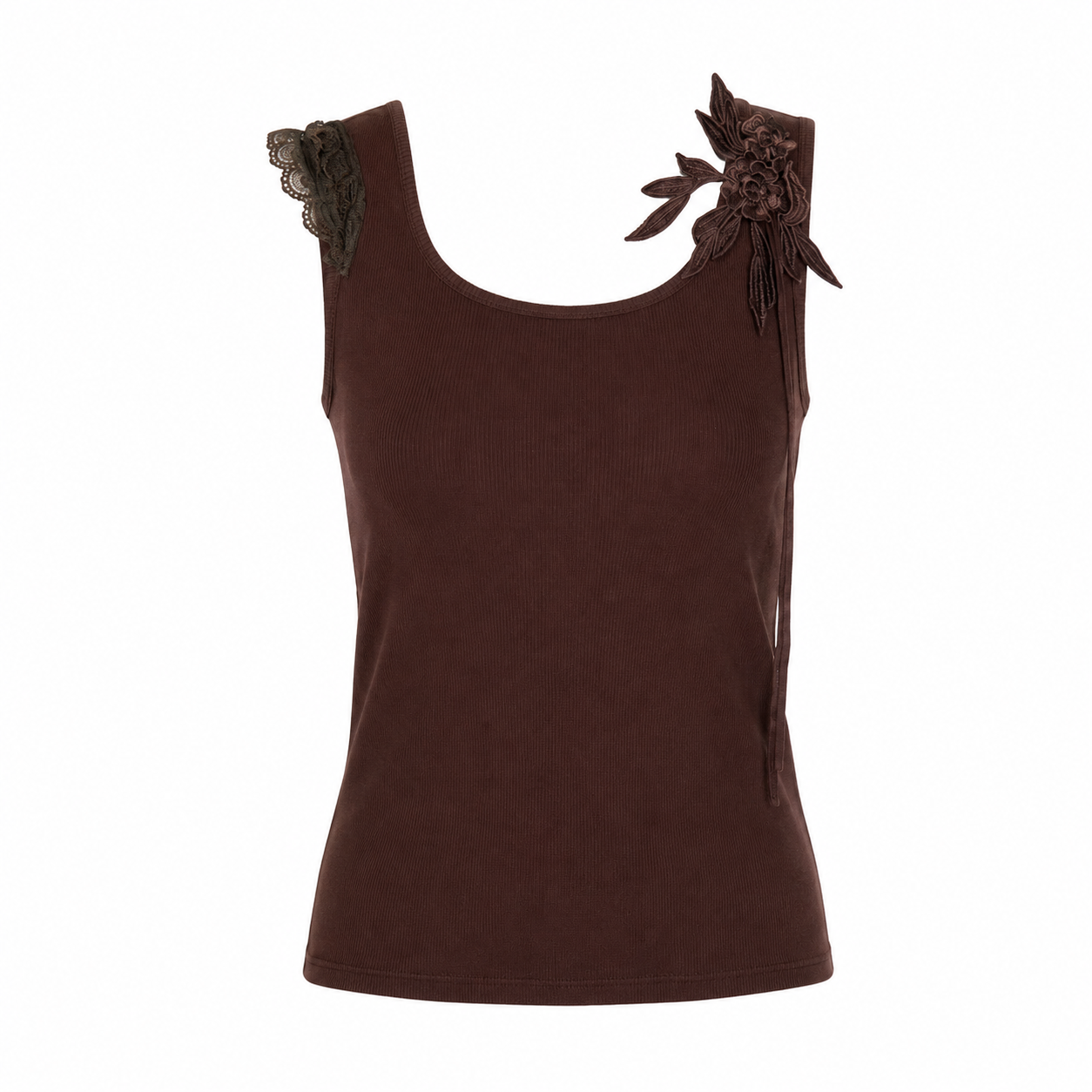 Brown Ribbed Detail Tank