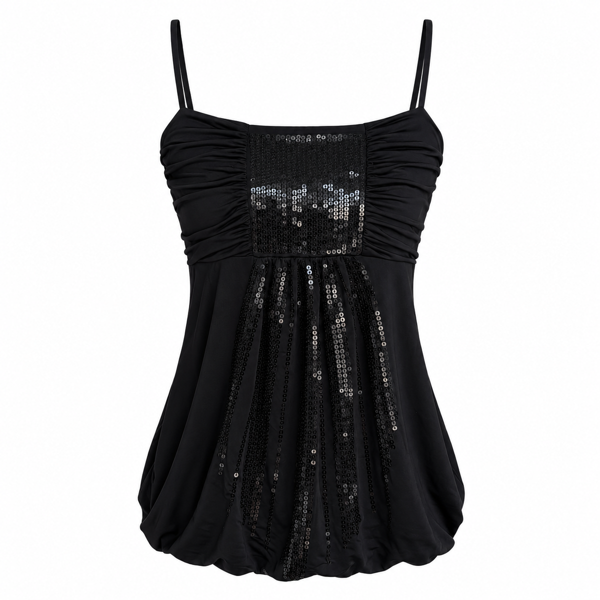 Black Sequin Camisole Top  – Size S-M