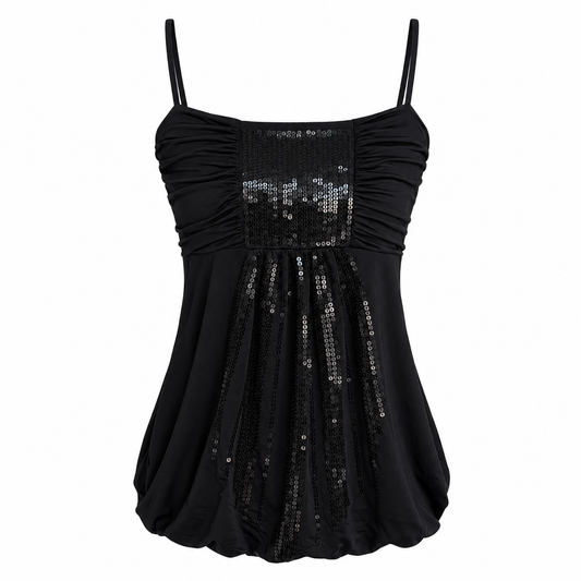 Black Sequin Camisole Top  – Size S-M