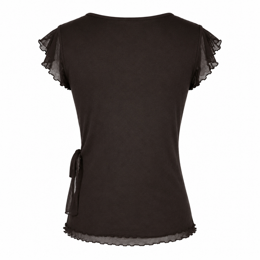 Brown Scallop Detail Top
