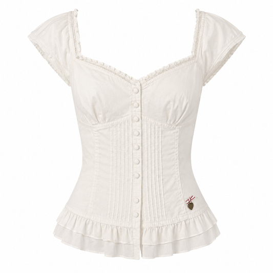 GUESS Jeans White Corset Milkmaid Top