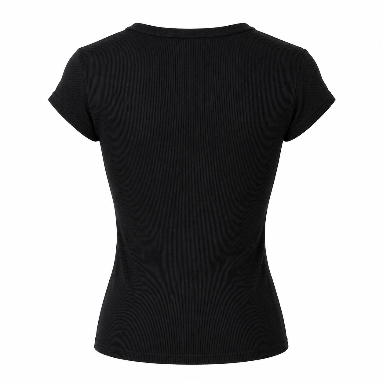 Black Ribbed Rhinestone Logo Tee Size S