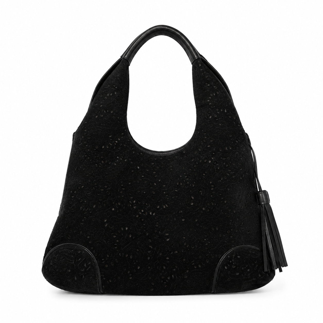 Gino Rossi Black Suede Leather Hobo Shoulder Bag