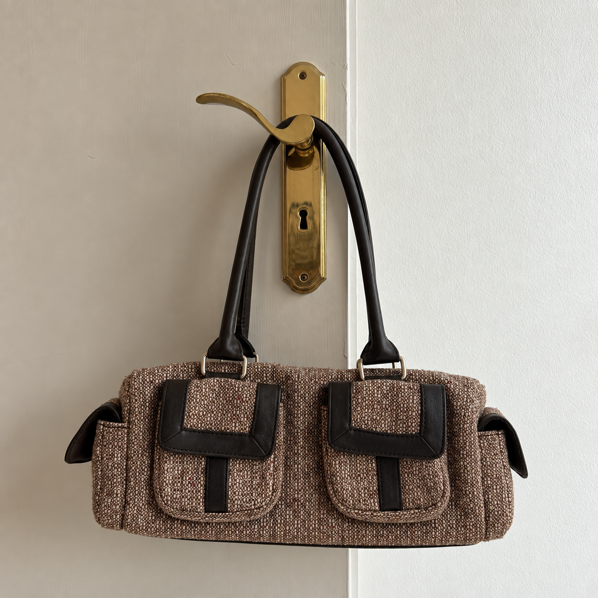 Cerruti Vintage Brown Shoulder Bag – Multi Pocket Handbag