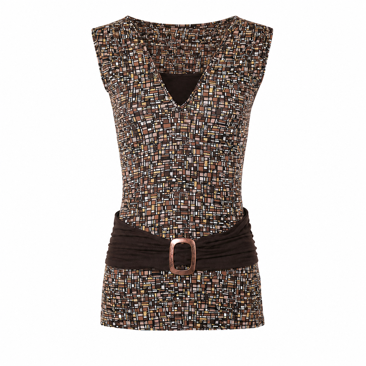 Brown Buckle Detail Top