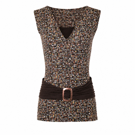 Brown Buckle Detail Top