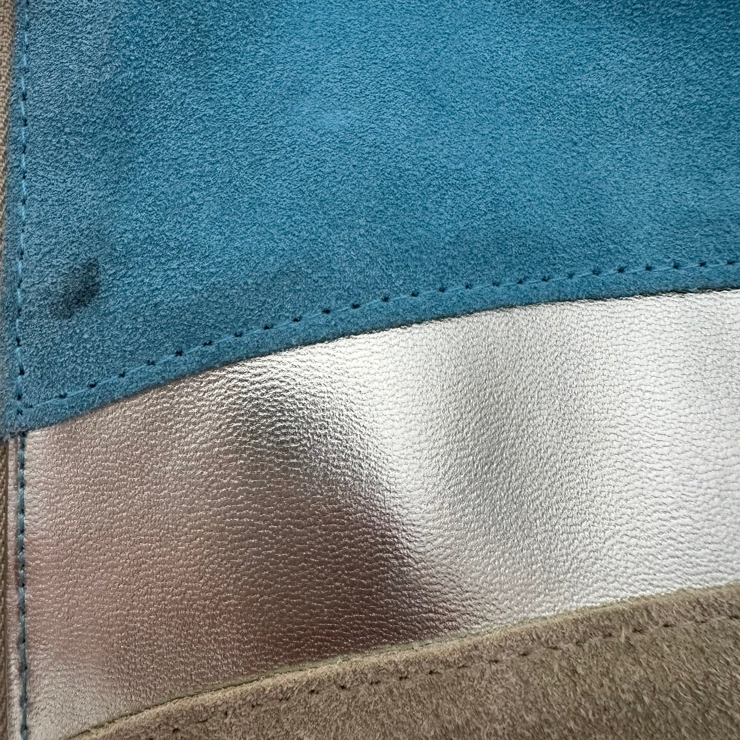 Green/Blue Metallic Suede Shoulder Bag