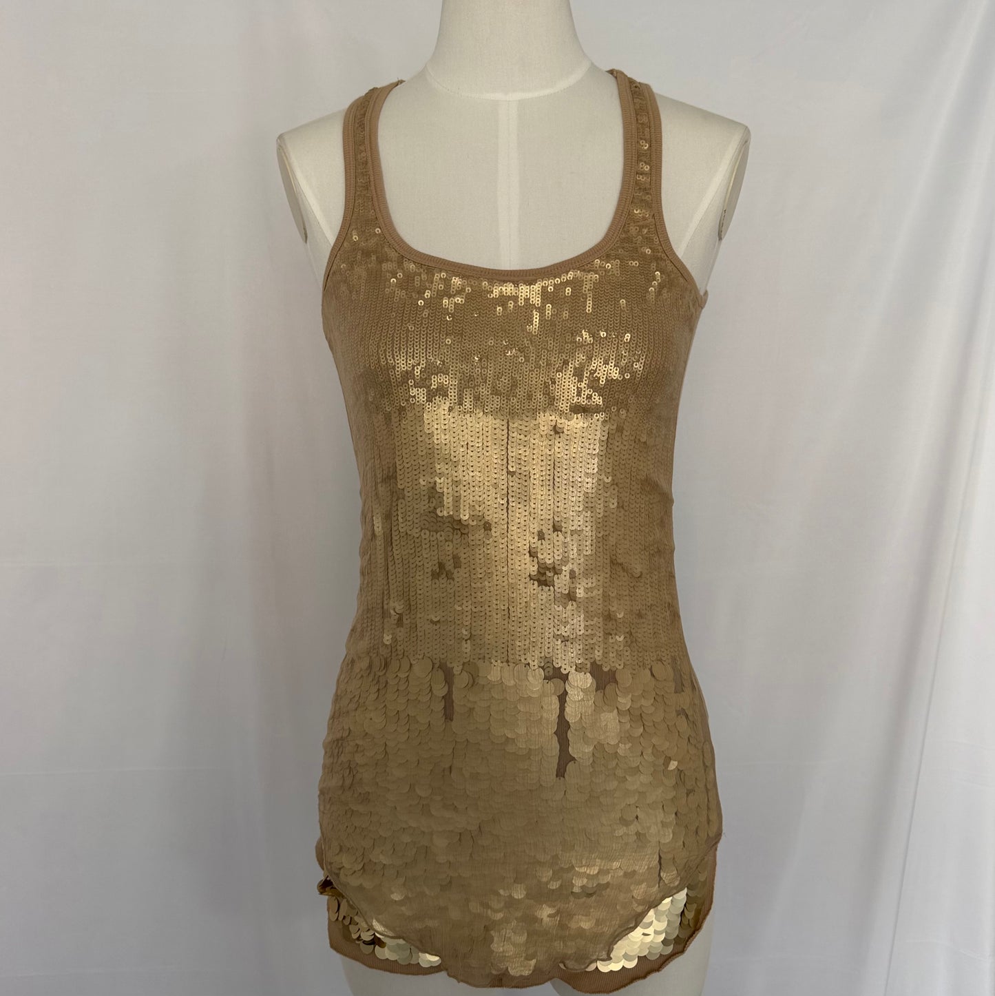 Gold Sequin Mesh Tank