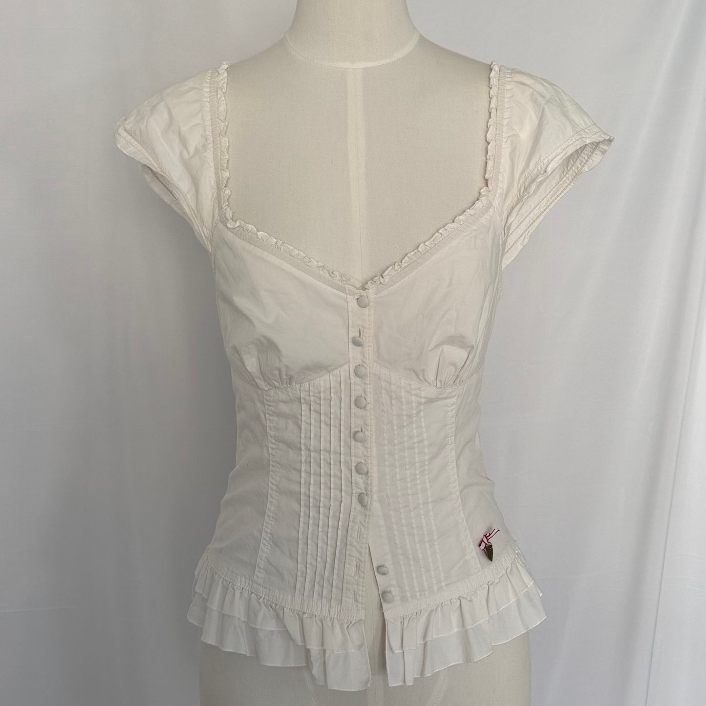 GUESS Jeans White Corset Milkmaid Top