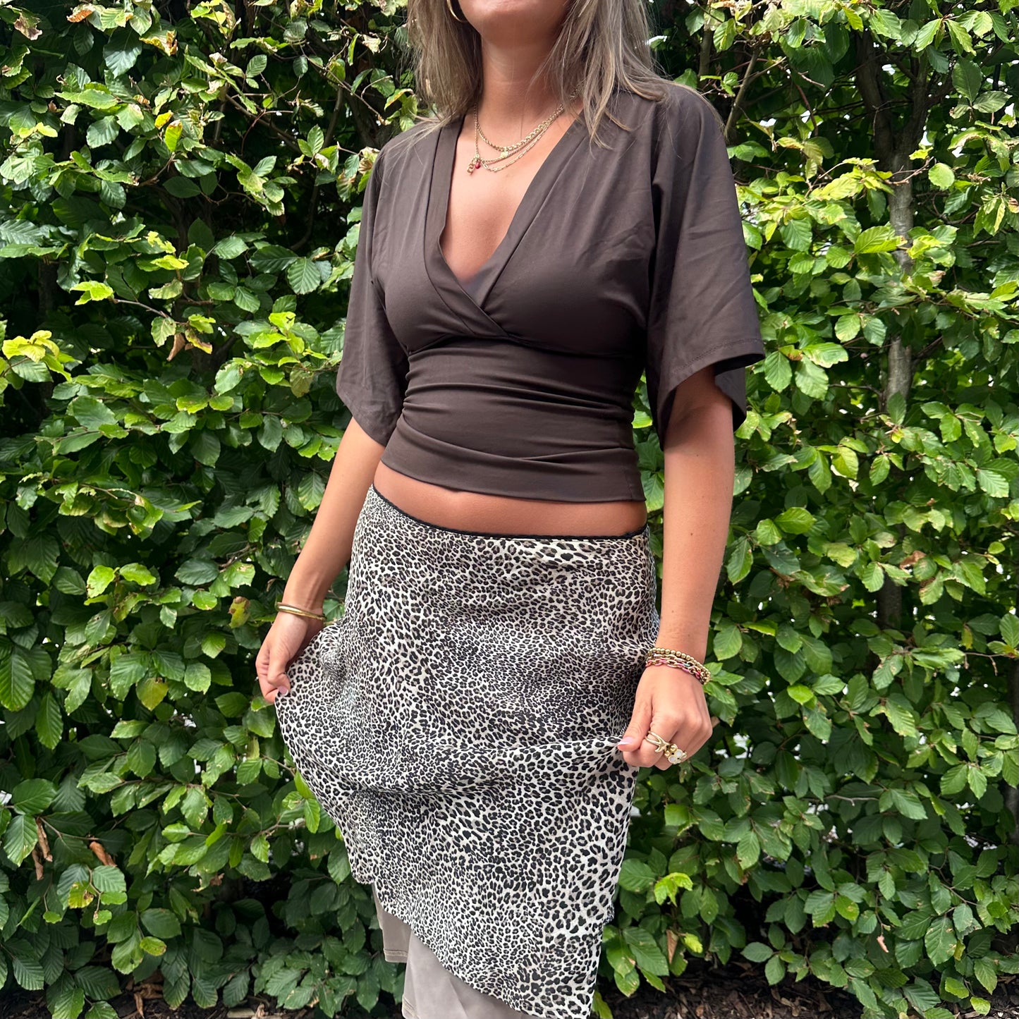 Brown Fitted Tie Top